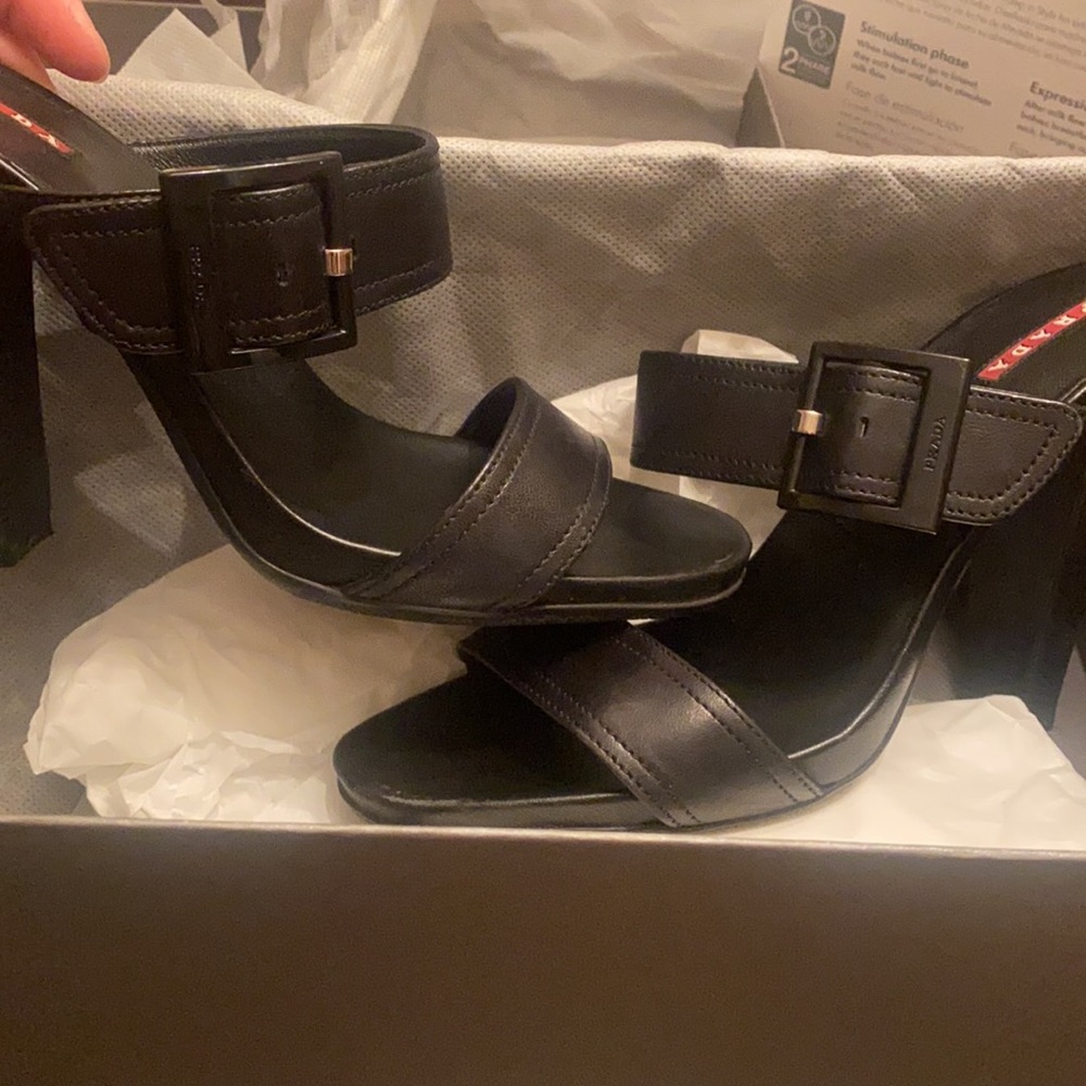 Prada size 38 black leather rubber soles